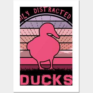 Easily Distracted By Ducks Pink Posters and Art